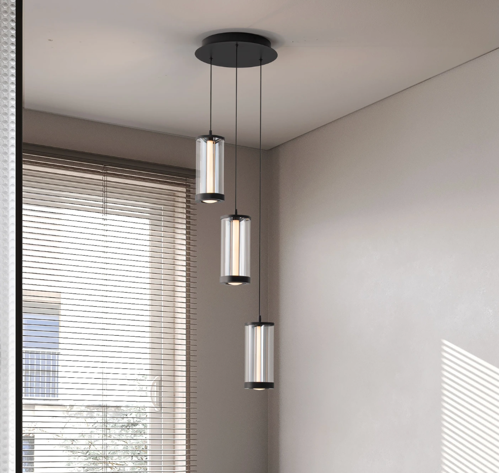 Doce Black and Clear Glass 3 Light Multi Pendant - ID 15078
