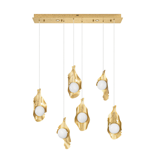 Rola Gold Steel & Opal Decorative 6 Light Bar Multi Pendant - ID 15090