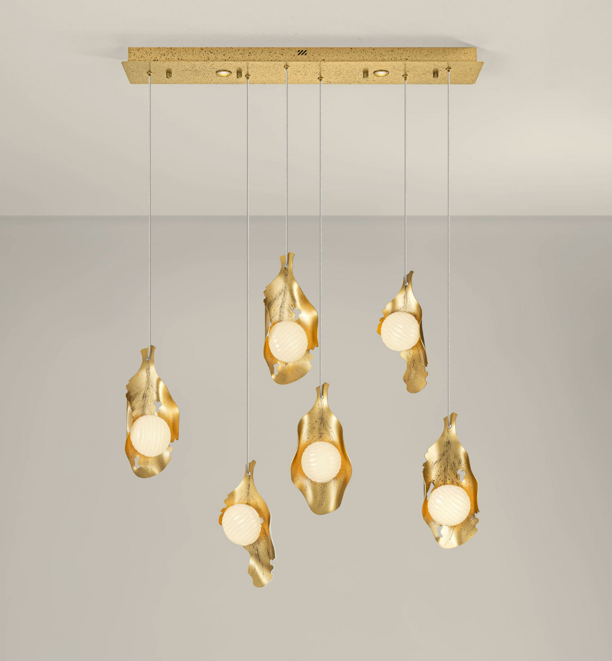 Rola Gold Steel & Opal Decorative 6 Light Bar Multi Pendant - ID 15090
