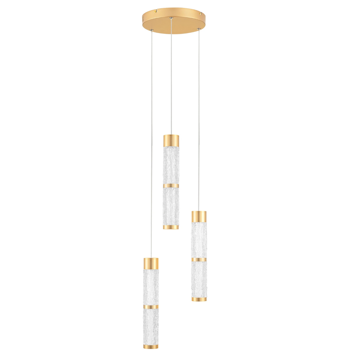 Coro Gold & Textured Glass 3 Light Round Pendant - ID 15099