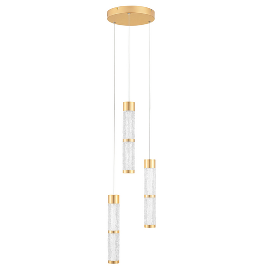 Coro Gold & Textured Glass 3 Light Round Pendant - ID 15099