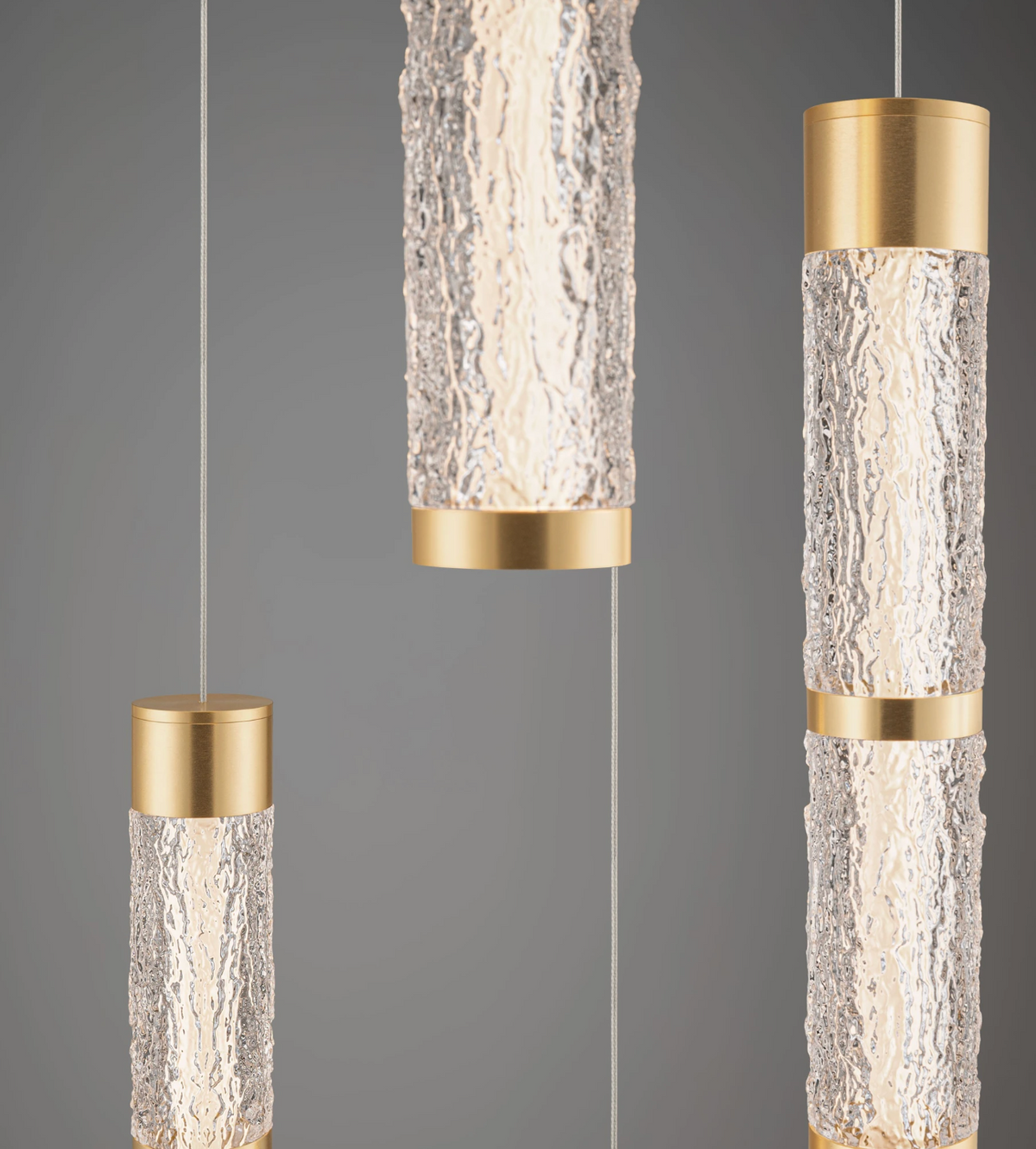 Coro Gold & Textured Glass 5 Light Round Pendant - ID 15100