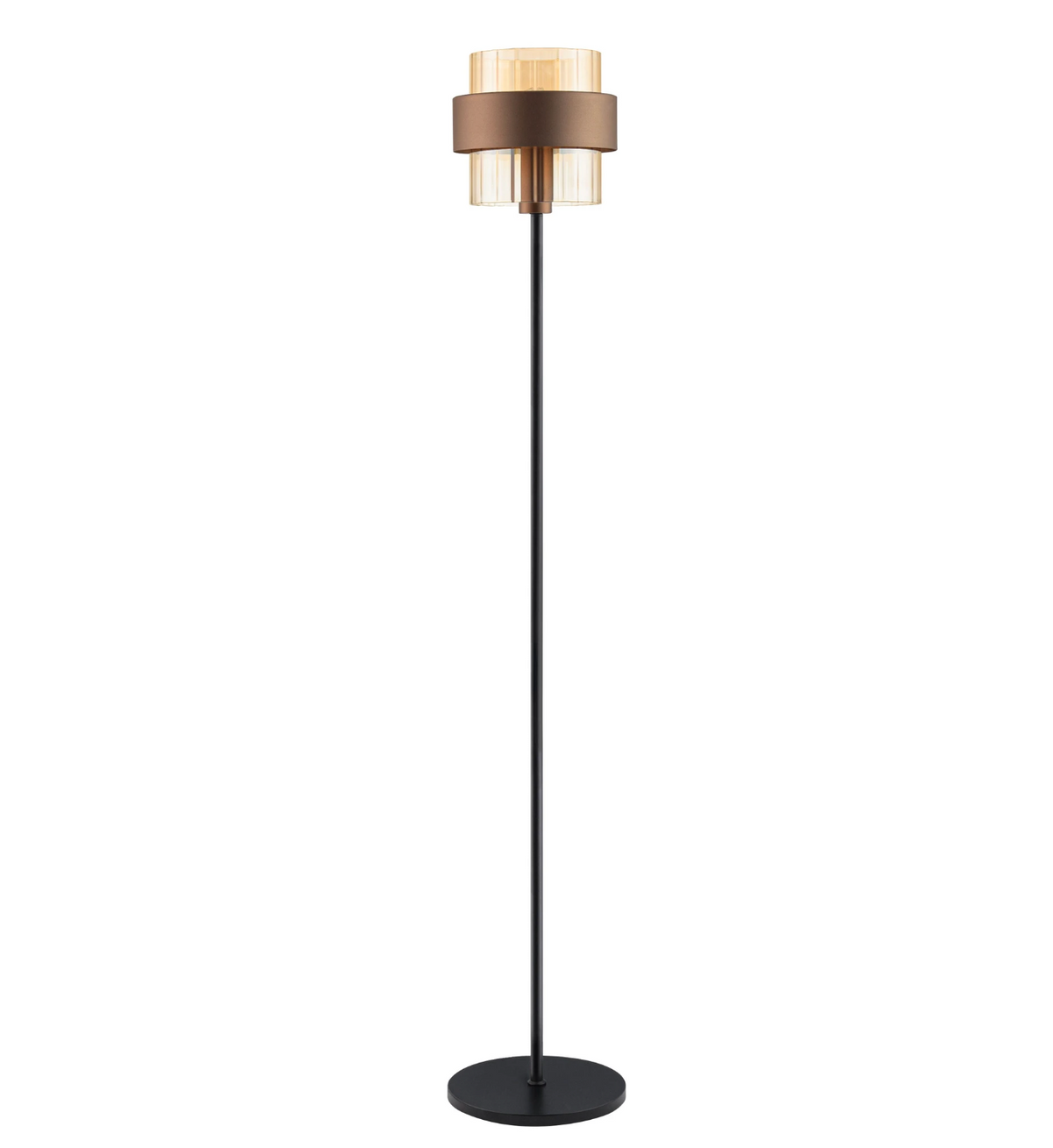 ENA Coffee & Ribbed Amber Glass Floor Lamp - ID 15104