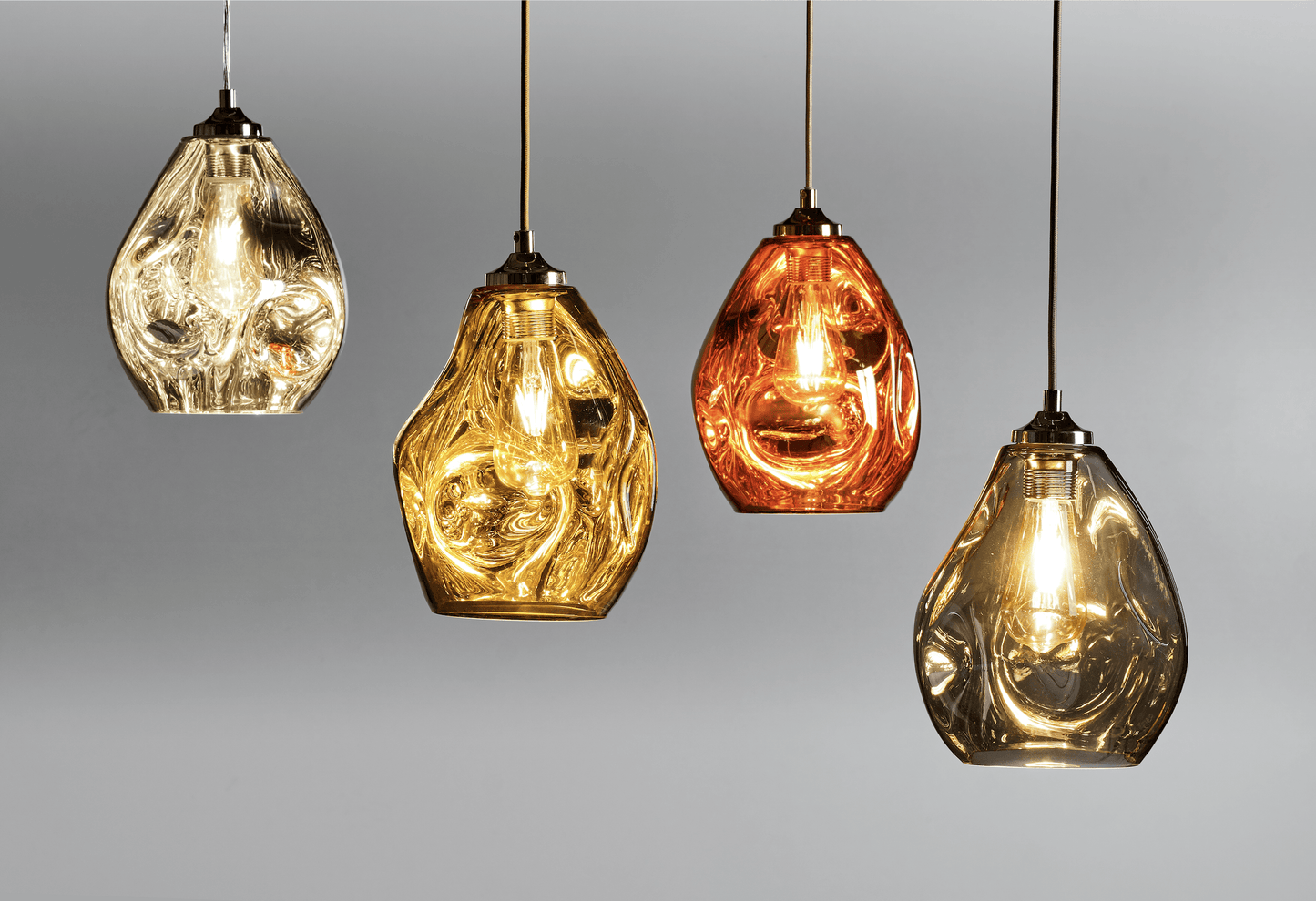Hague Spun Glass Single Pendant In Copper - ID 9097