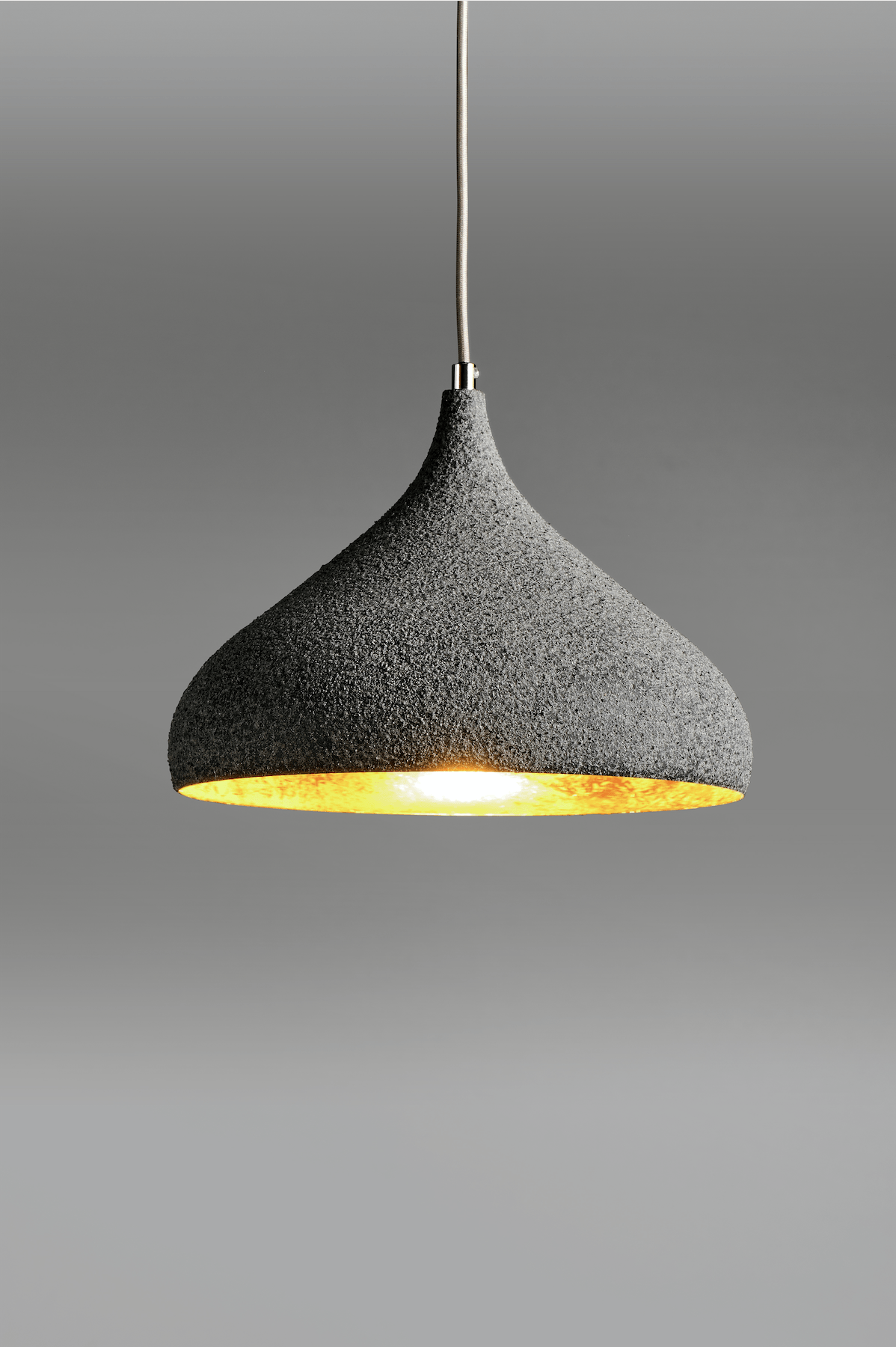Handel Asphalt Wide Single Pendant In Grey With Gold Leaf Inner  - ID 9101 - CLEARANCE