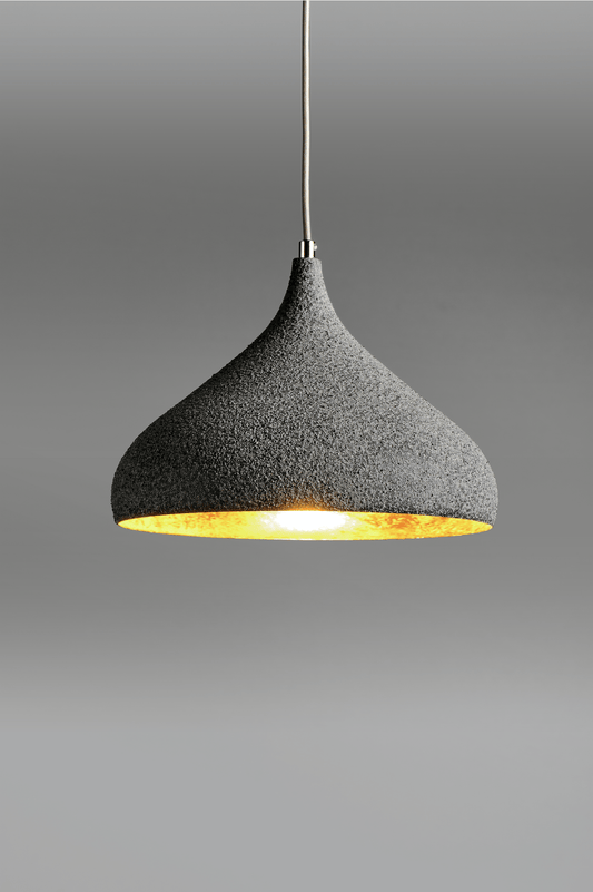 Handel Asphalt Wide Single Pendant In Grey With Gold Leaf Inner  - ID 9101 - CLEARANCE