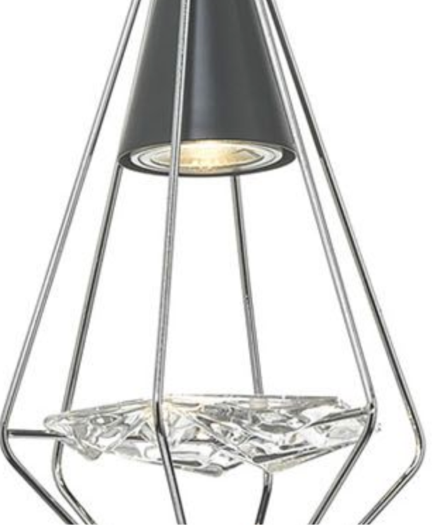 Torridon Singler Pendant In Black & Chrome With Glass Feature - 9503