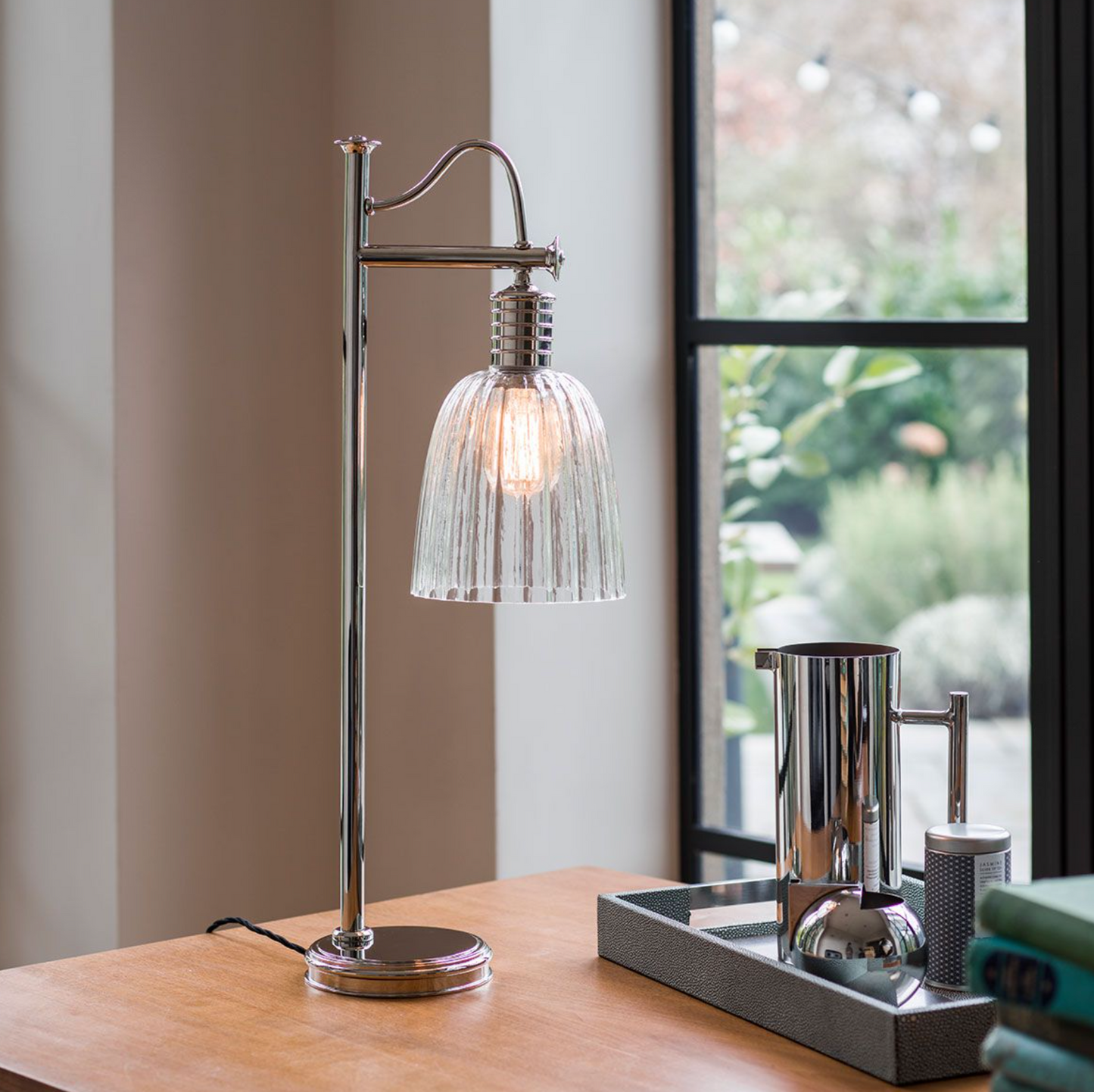 Douille polished nickel table Lamp on table
