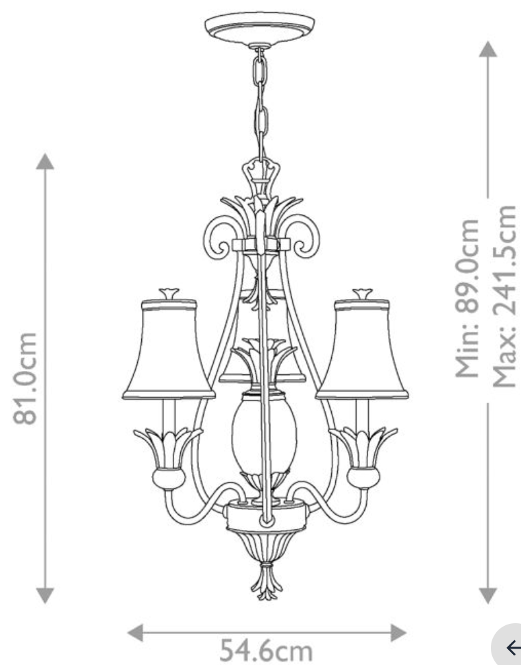 Botanical Bronze 3 Lamp Chandelier - ID 7160