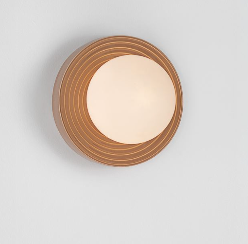 NL Orbi Bathroom Wall or Ceiling Light in Caramel with Opal Glass IP44 - ID 13756