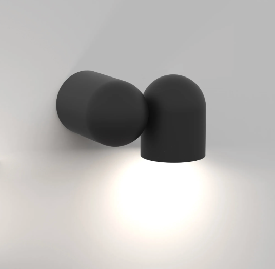 Black Rounded Cylinder Wall or Ceiling GU10 Spotlight With Switch - ID 13790