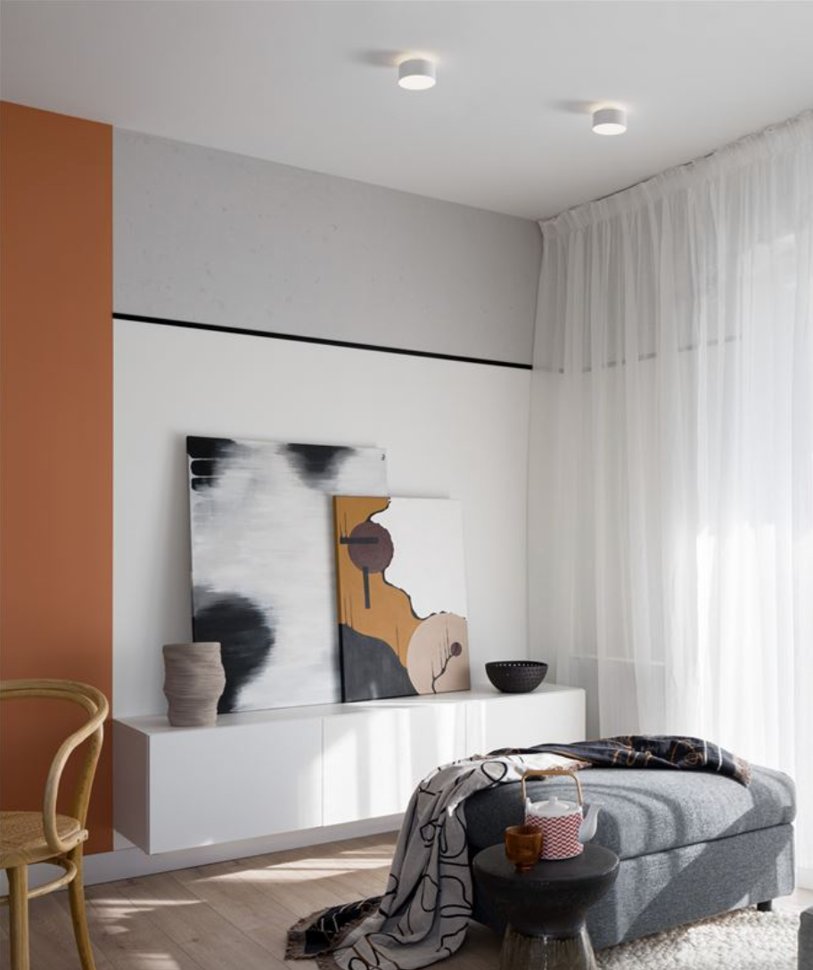 NL Ozeen (14cm) Semi Flush Ceiling Light Sandy White ID 13878