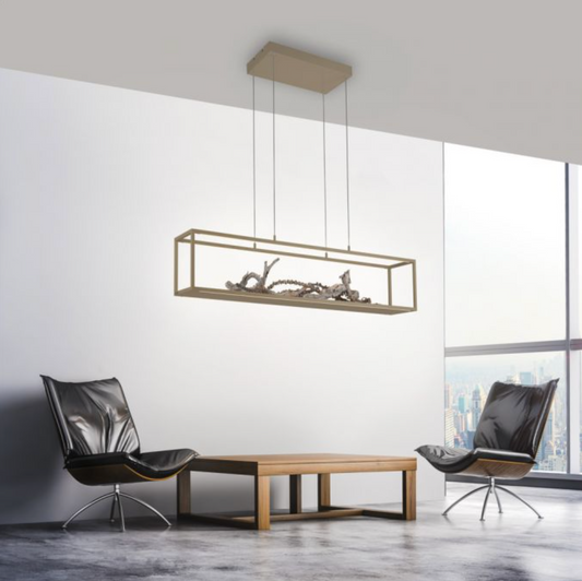 LED Rectangular Sand/Beige Box Pendant / Shelf