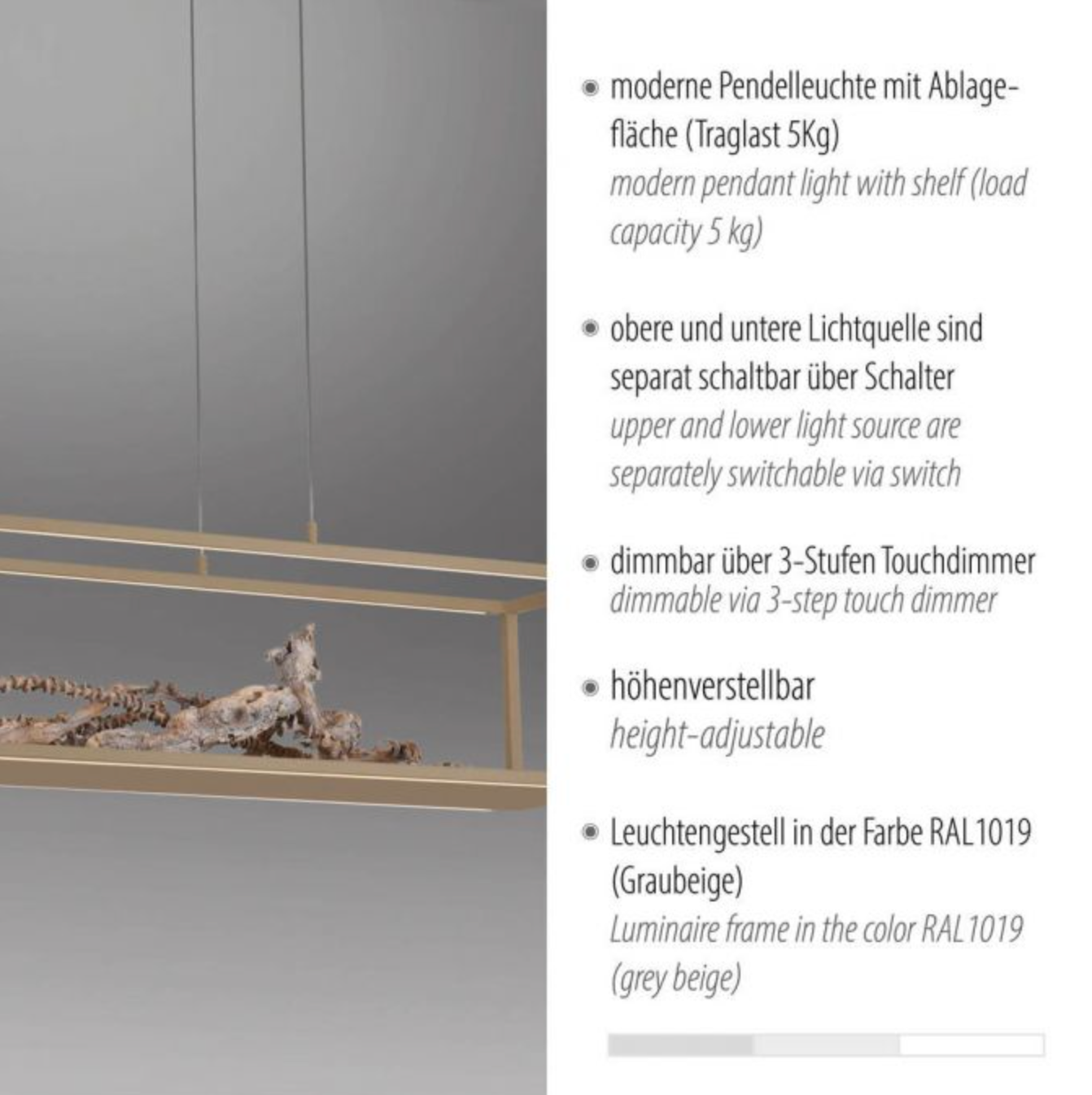 LED Rectangular Sand/Beige Box Pendant / Shelf