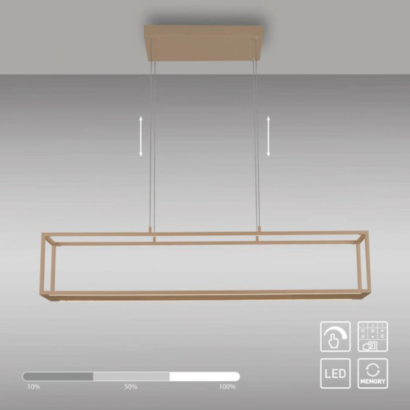 LED Rectangular Sand/Beige Box Pendant / Shelf