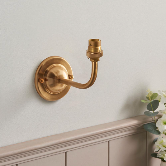 Brushed Aged Brass Wall Light with Tapered Red, Green Or Grey Shade - ID 13939