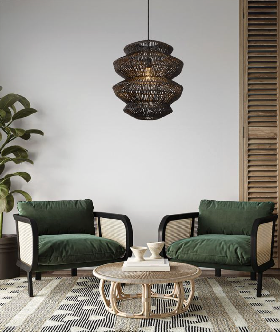 NL ID 14068 rope mesh pendant black finish large