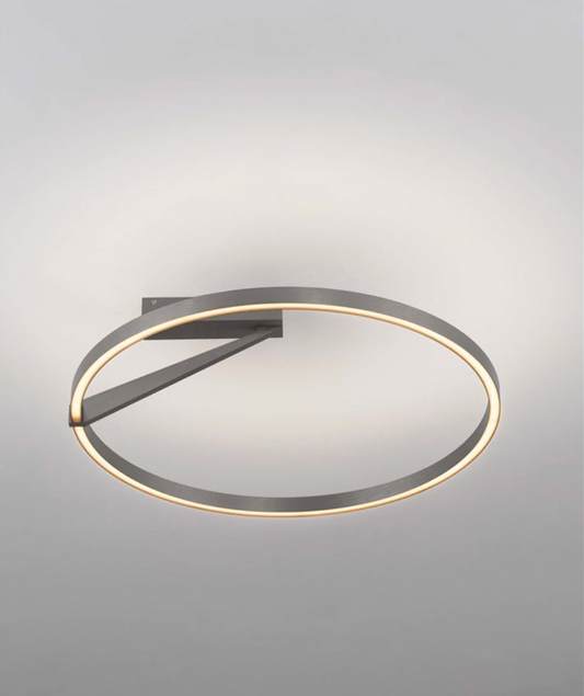 NL Brushed Nickel Semi Flush Ring Ceiling Light 60cm - ID 14502