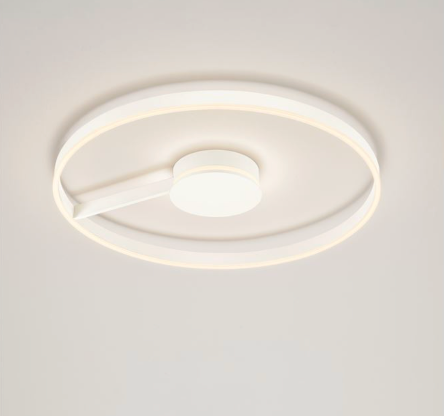 NL Siene Matt White Aluminium & Acrylic Semi Flush Ring Ceiling Light 80cm - ID 14545