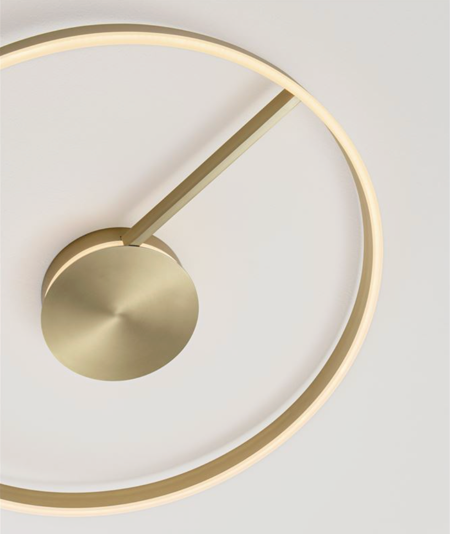 NL Siene Brushed Brass Aluminium & Acrylic Semi Flush Ring Ceiling Light 80cm - ID 14546