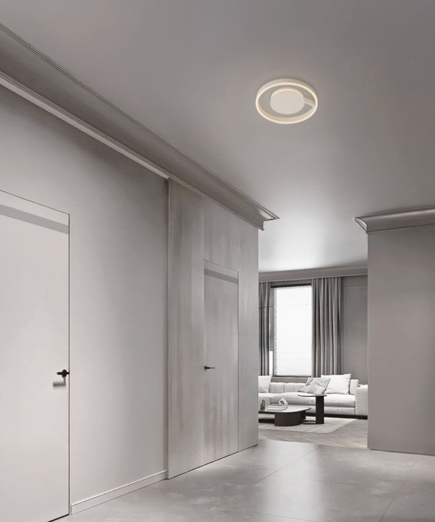 NL Siene Matt White Aluminium & Acrylic Semi Flush Ring Ceiling Light 40cm - ID 14548