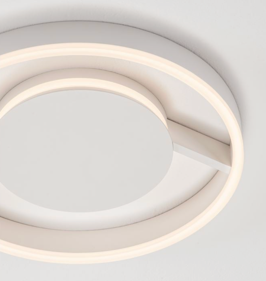NL Siene Matt White Aluminium & Acrylic Semi Flush Ring Ceiling Light 40cm - ID 14548