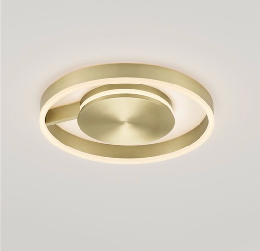 NL Siene Brushed Brass Aluminium & Acrylic Semi Flush Ring Ceiling Light 40cm - ID 14549