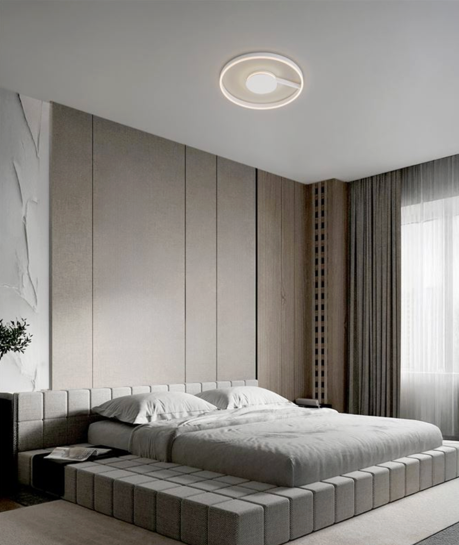 NL Siene Matt White Aluminium & Acrylic Semi Flush Ring Ceiling Light 60cm - ID 14551