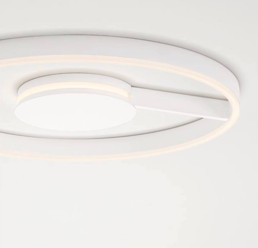 NL Siene Matt White Aluminium & Acrylic Semi Flush Ring Ceiling Light 60cm - ID 14551