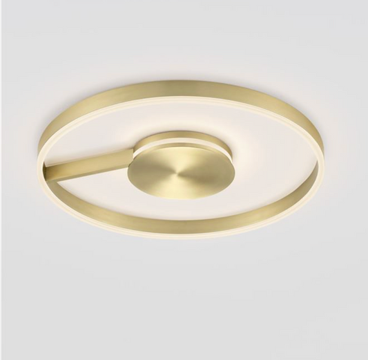 NL Siene Brushed Brass Aluminium & Acrylic Semi Flush Ring Ceiling Light 60cm - ID 14552