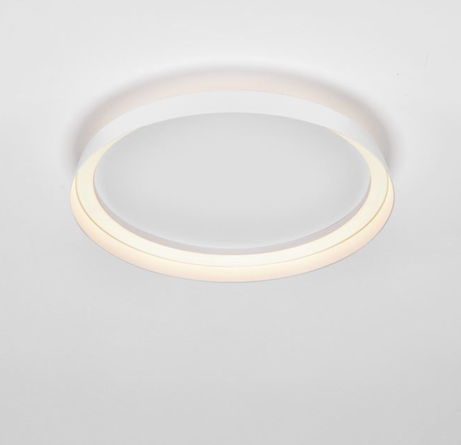 NL Ormie Sandy White Round Semi Flush Ceiling Light 45cm - ID 14614