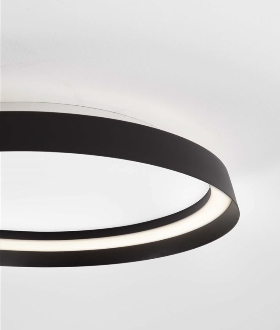 NL Ormie Sandy Black Round Semi Flush Ceiling Light 45cm - ID 14615