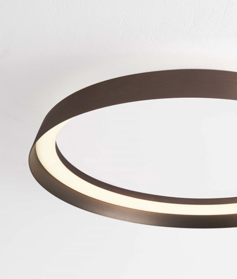 NL Ormie Brushed Coffee Round Semi Flush Ceiling Light 45cm - ID 14616
