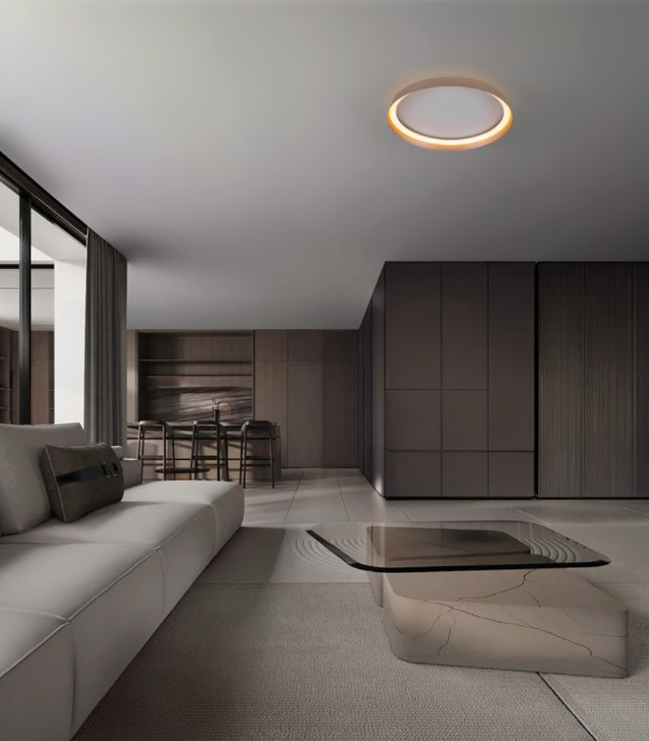NL Ormie Champagne Brown Round Semi Flush Ceiling Light 45cm - ID 14617