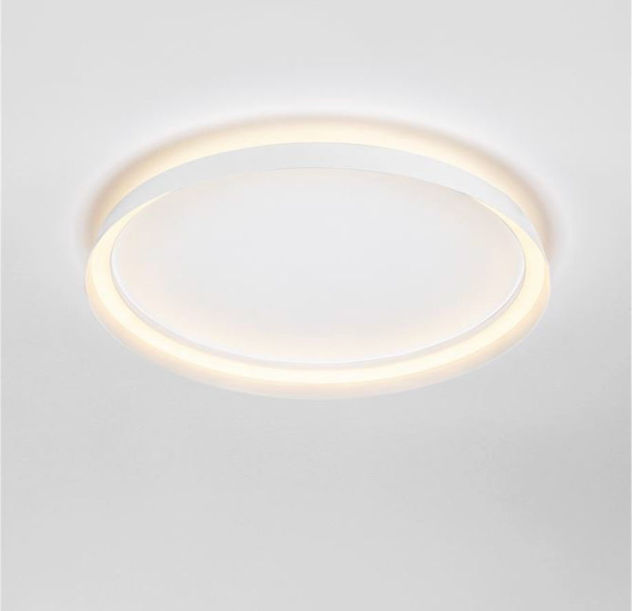 NL Ormie Sandy White Round Semi Flush Ceiling Light 60cm - ID 14618
