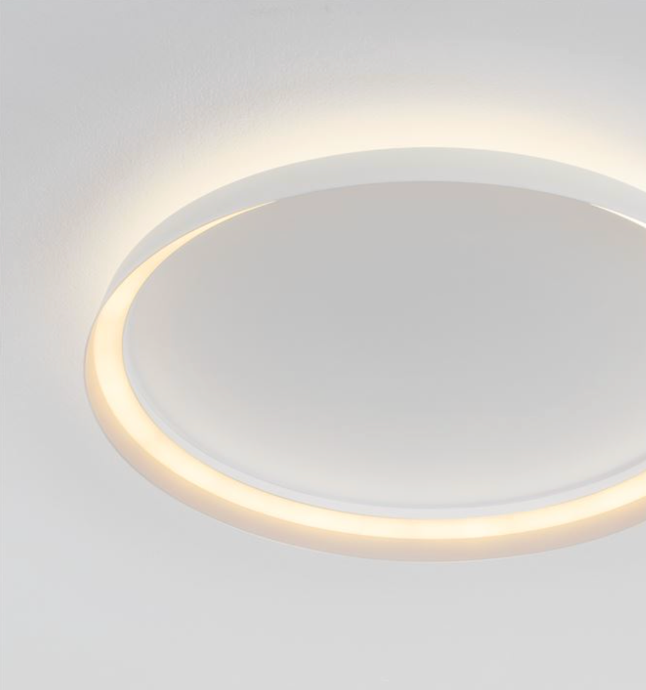 NL Ormie Sandy White Round Semi Flush Ceiling Light 60cm - ID 14618
