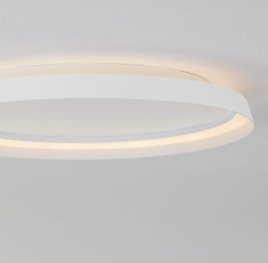 NL Ormie Sandy White Round Semi Flush Ceiling Light 60cm - ID 14618