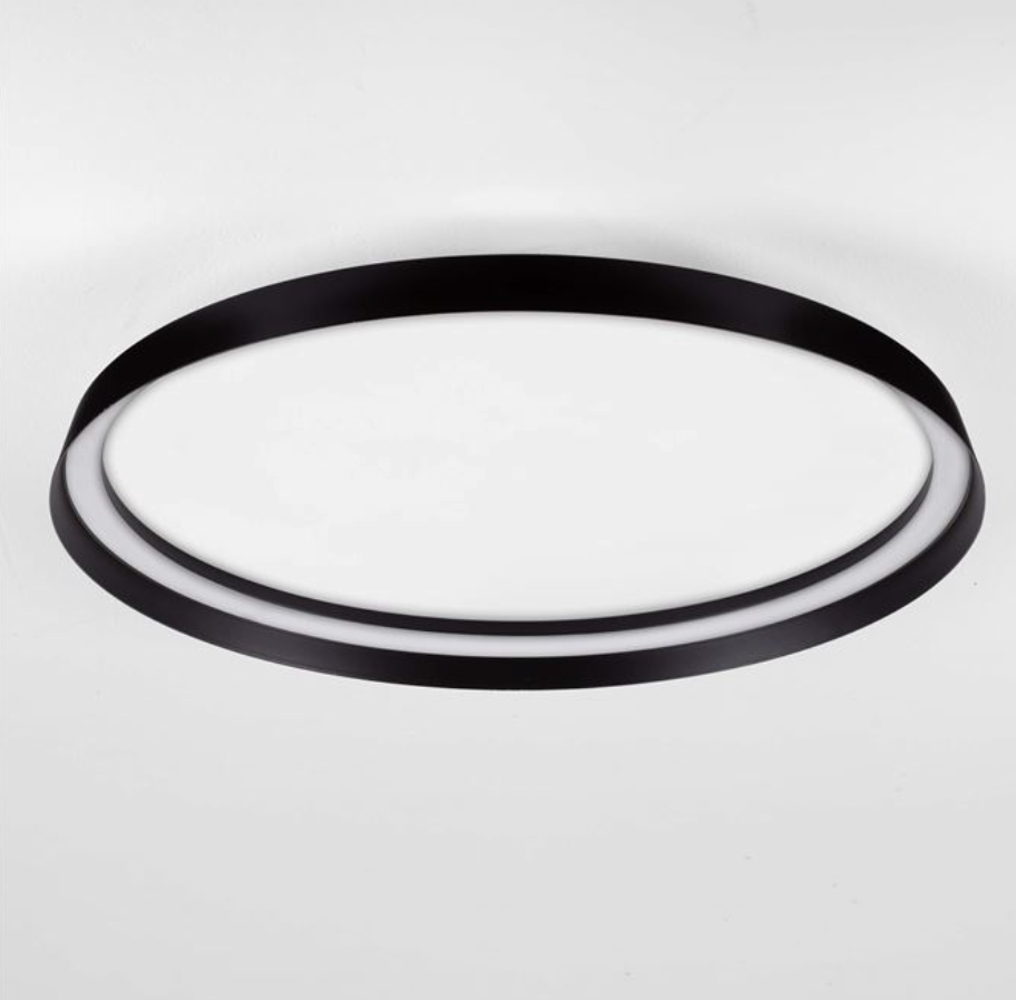 NL Ormie Sandy Black Round Semi Flush Ceiling Light 60cm - ID 14620