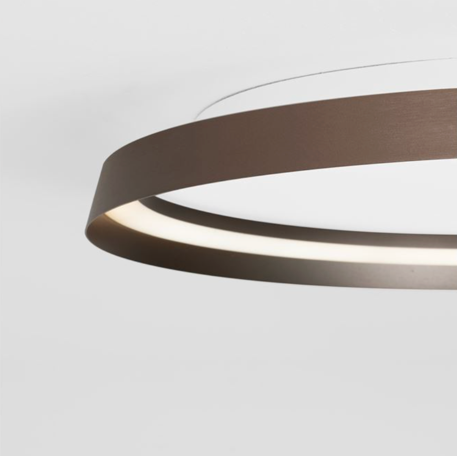 NL Ormie Brushed Coffee Round Semi Flush Ceiling Light 60cm - ID 14622