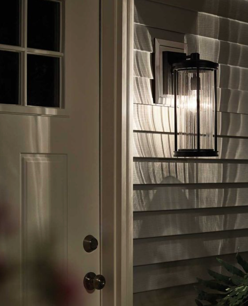 EFL Ribbed Glass Outdoor IP44 Cylindrical Wall Lantern - ID 14655