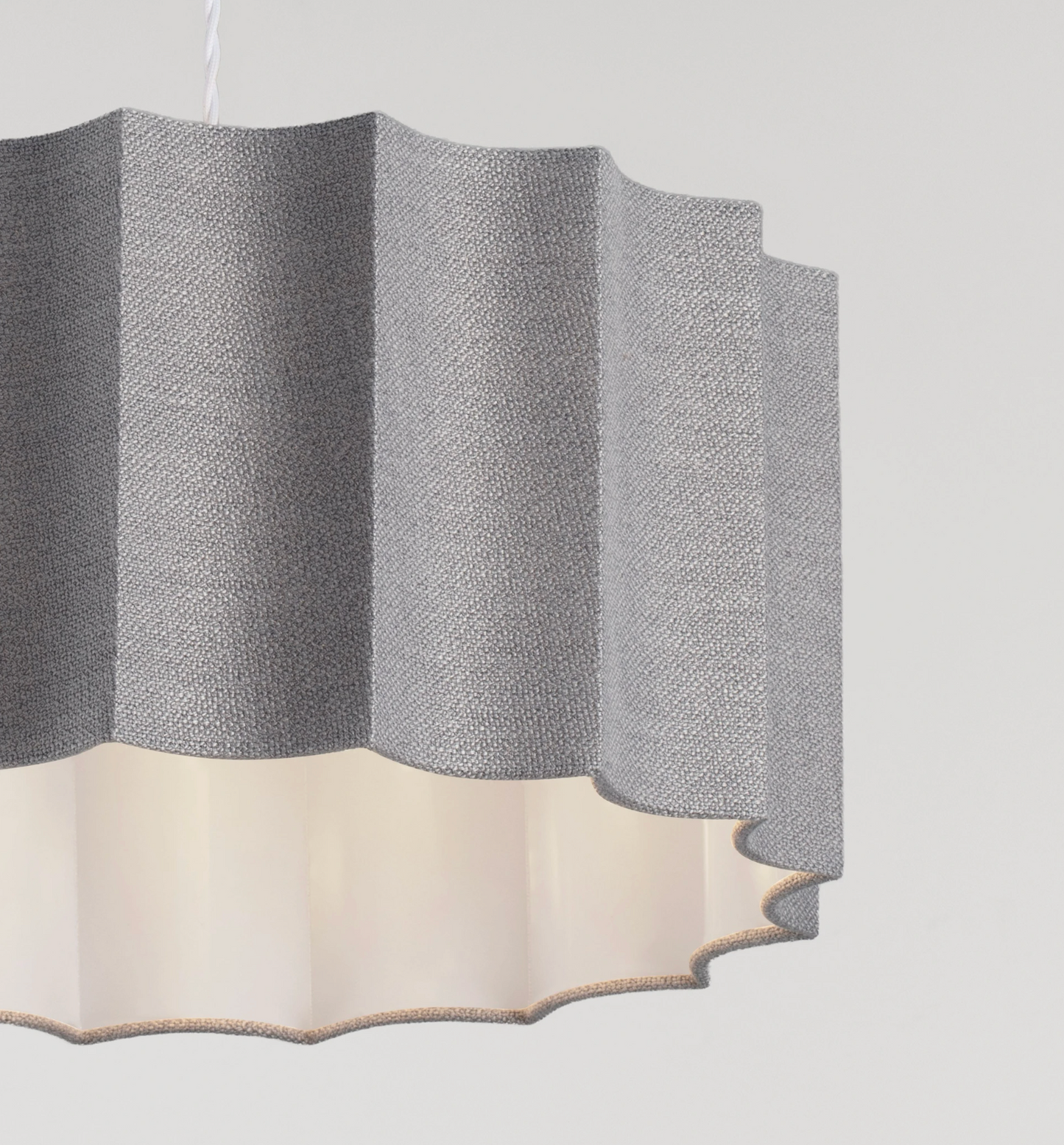 NL Alva Grey Linen Pendant, White Cable & White Canopy - ID 14679