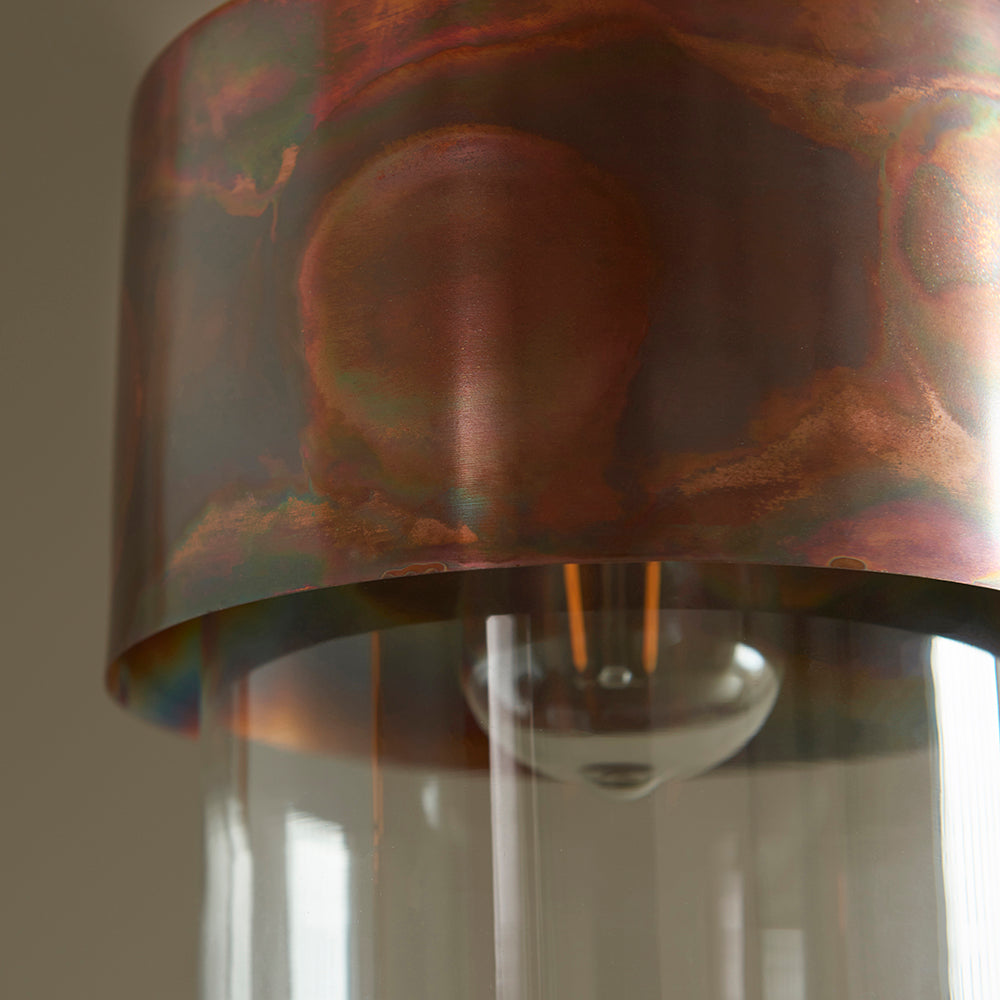 Copper Patina & Clear Glass Single Pendant - ID 11108