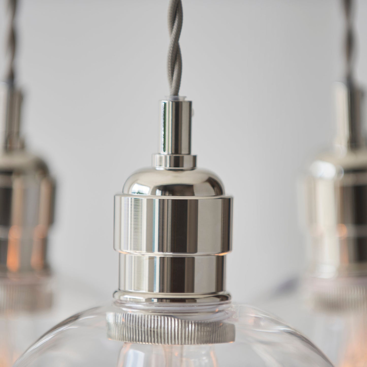 3 Light Wine Glass Cluster Pendant in Polished Nickel with Clear Glass - ID 14901