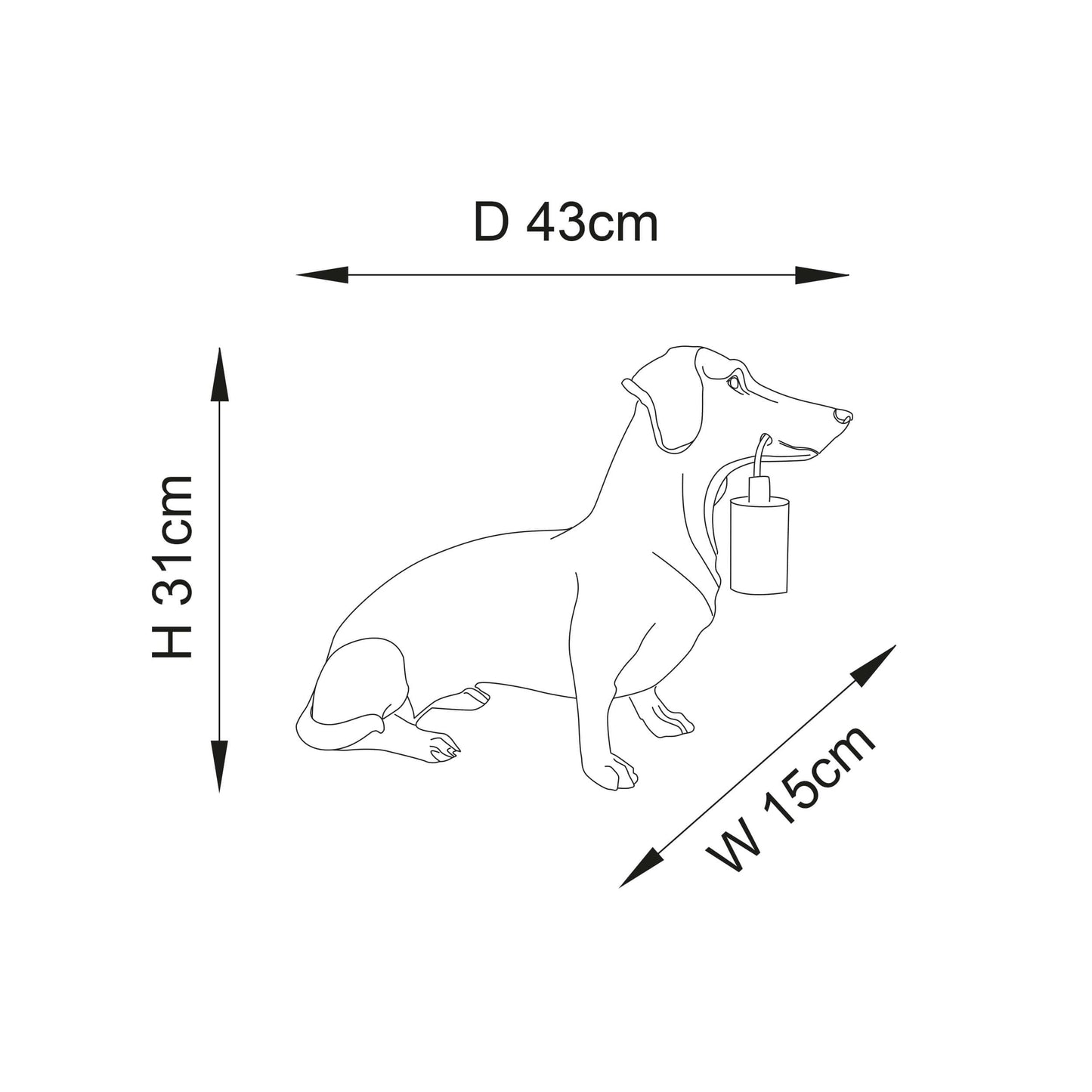 Matt Black Dachshund Table Light- ID 12554