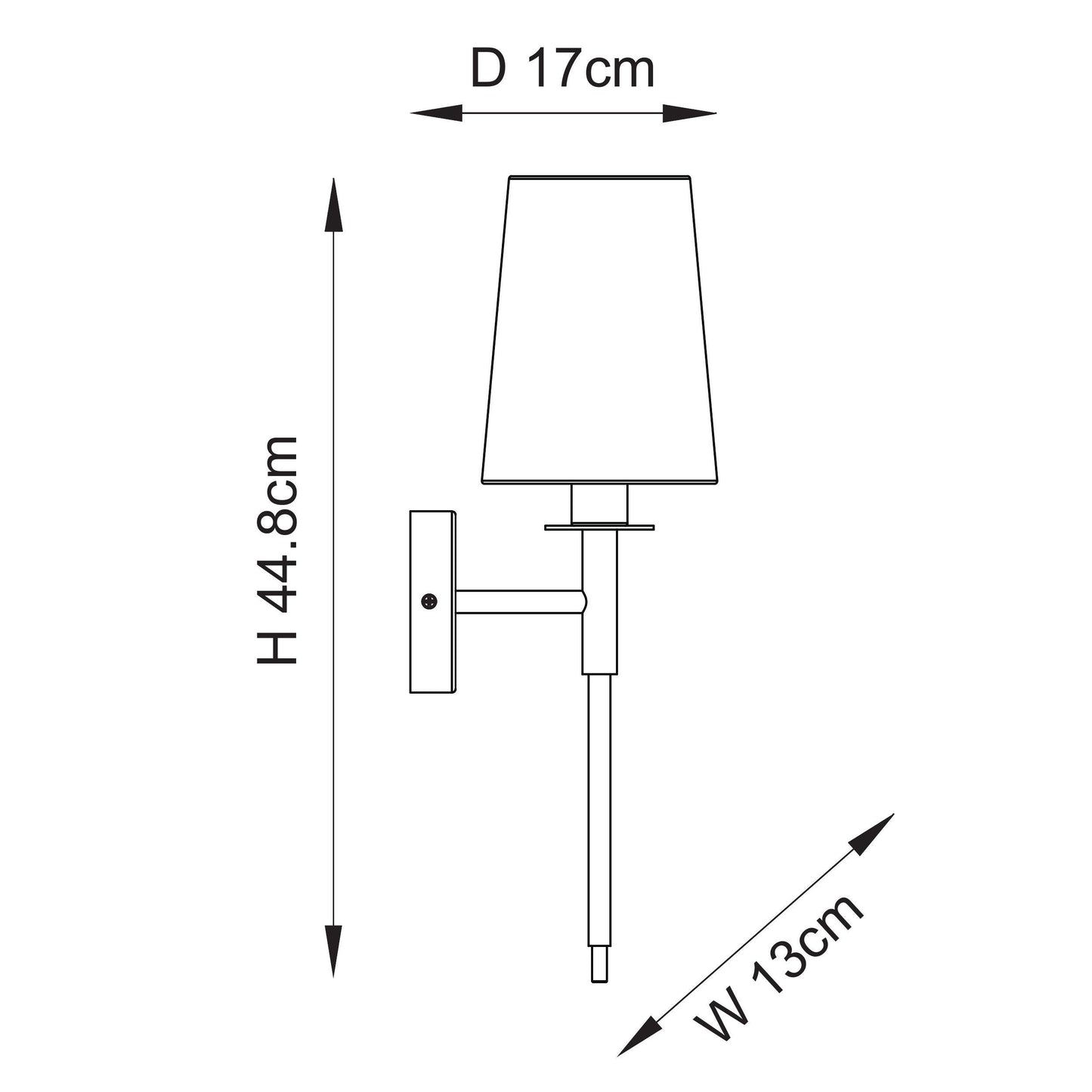 Vintage Brass Slimline Wall Light With White Fabric Shade - ID 14142