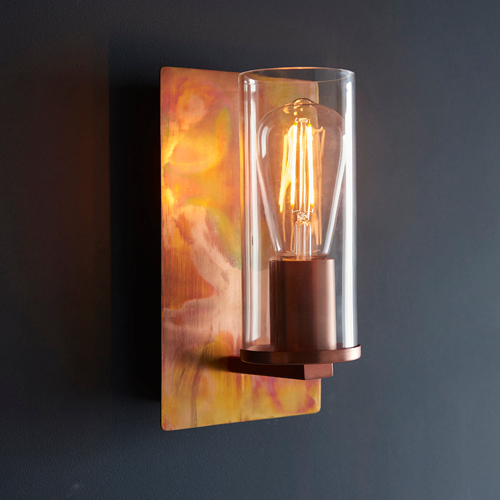 Copper Patina & Clear Glass Wall Light - ID 11111