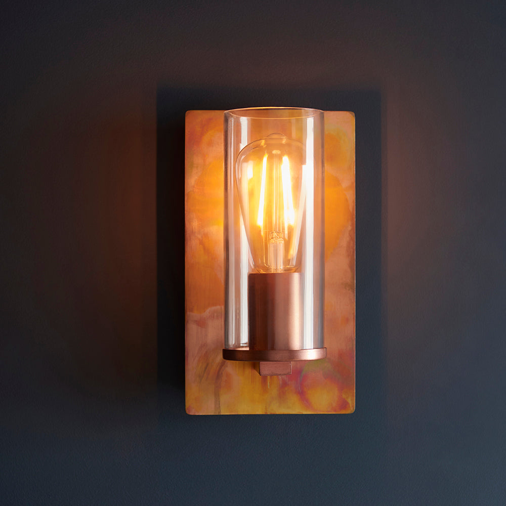 Copper Patina & Clear Glass Wall Light - ID 11111