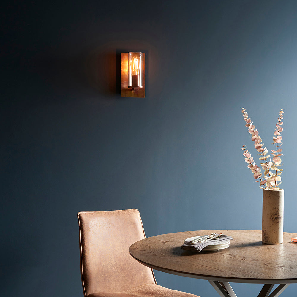 Copper Patina & Clear Glass Wall Light - ID 11111