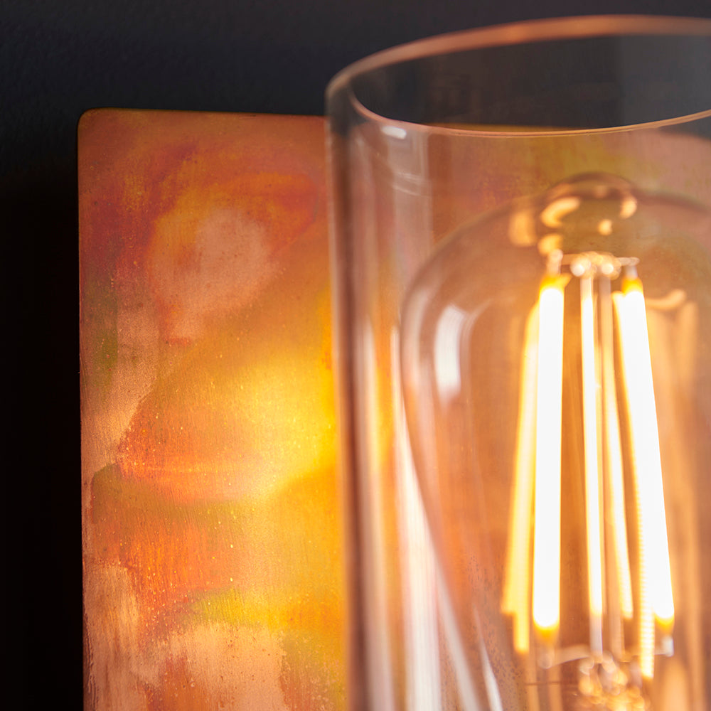 Copper Patina & Clear Glass Wall Light - ID 11111