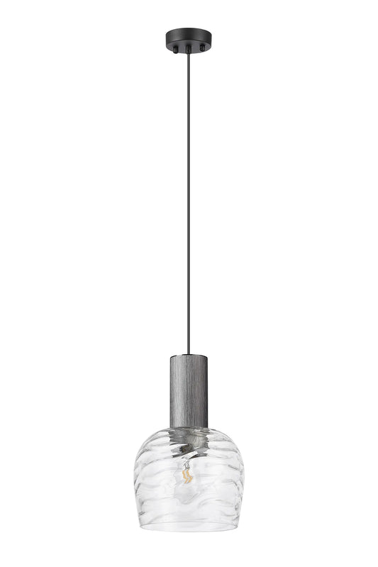 Gun Metal & Clear Wine Glass Pendant - ID 12493-V2